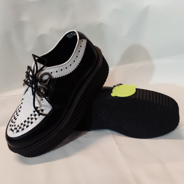 Scarpe creepers Nevermind punta tonda spazzolato bianco/nero - immagine 2