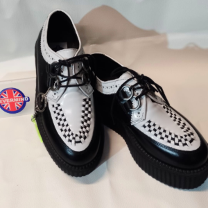 creepers Nevermind punta tonda spazzolato bianco/nero