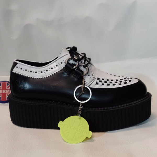 Scarpe creepers Nevermind punta tonda spazzolato bianco/nero - immagine 5